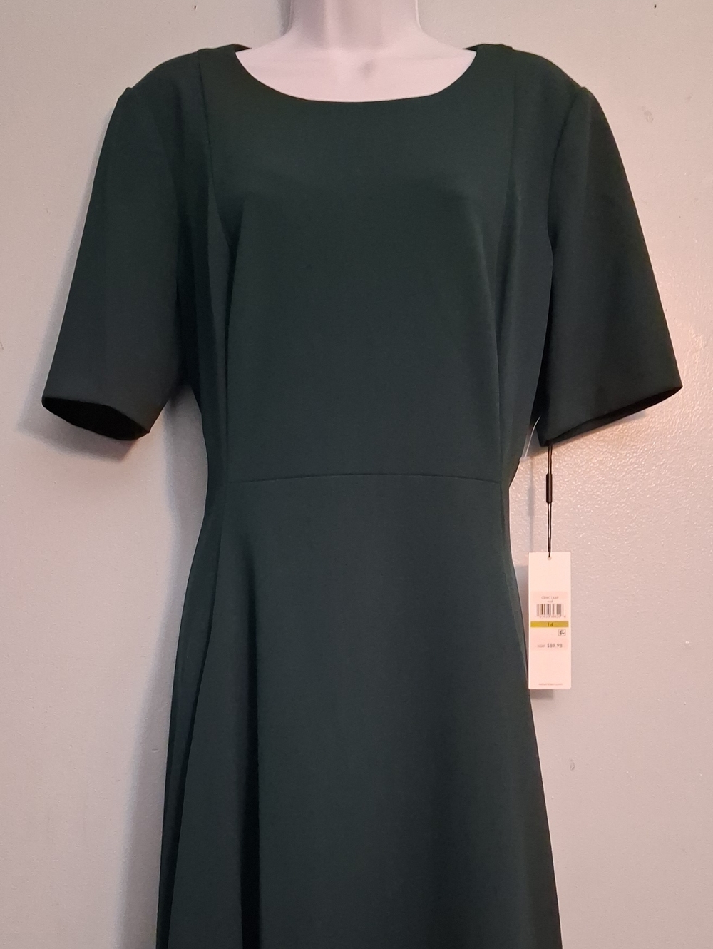 Calvin Klein Size 14 Women's Forest Green Midi Dress With Pockets